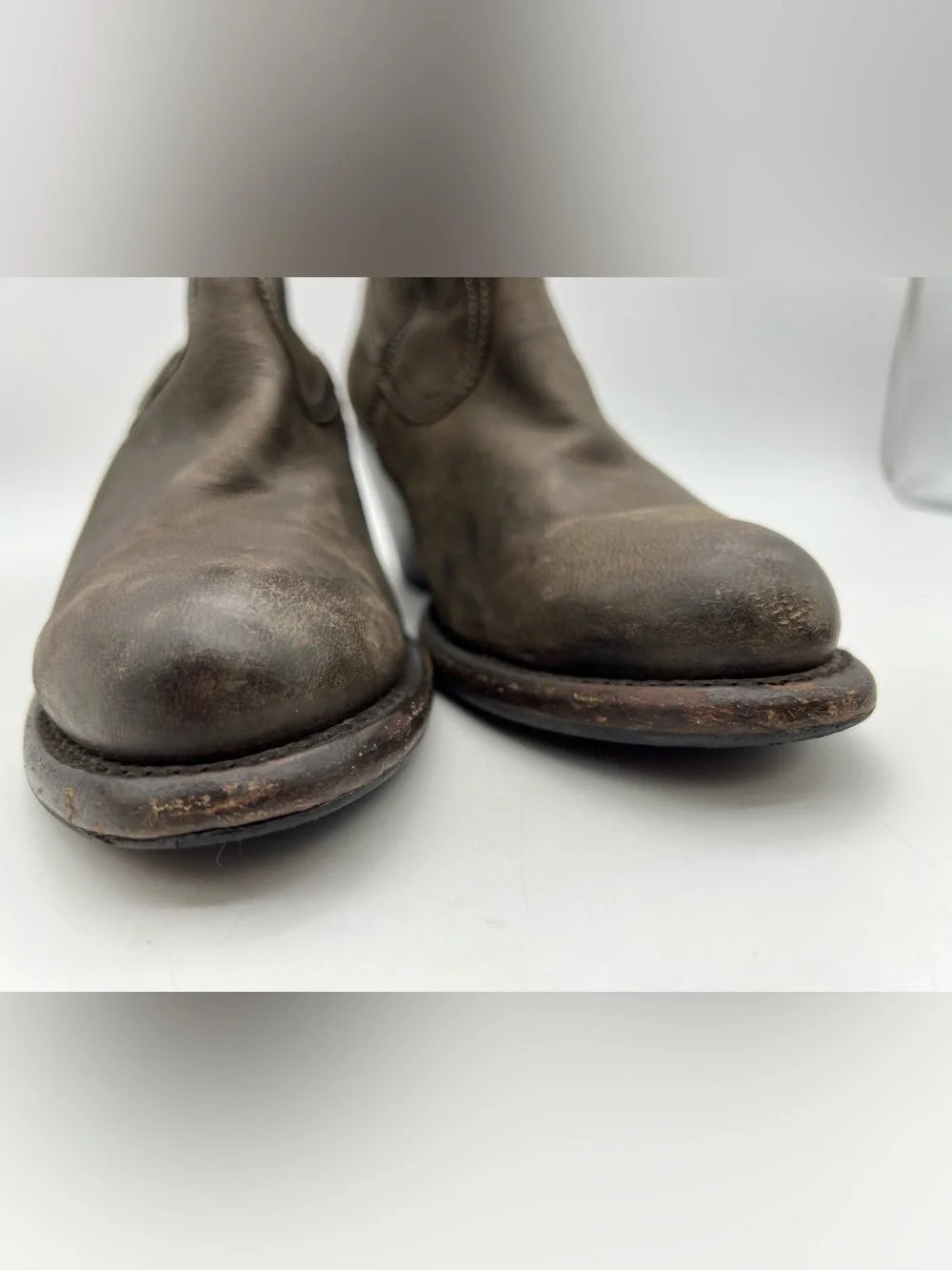 Frye Lillian Western Ankle Boots Size 9B Gray Brown Leather Western Booties